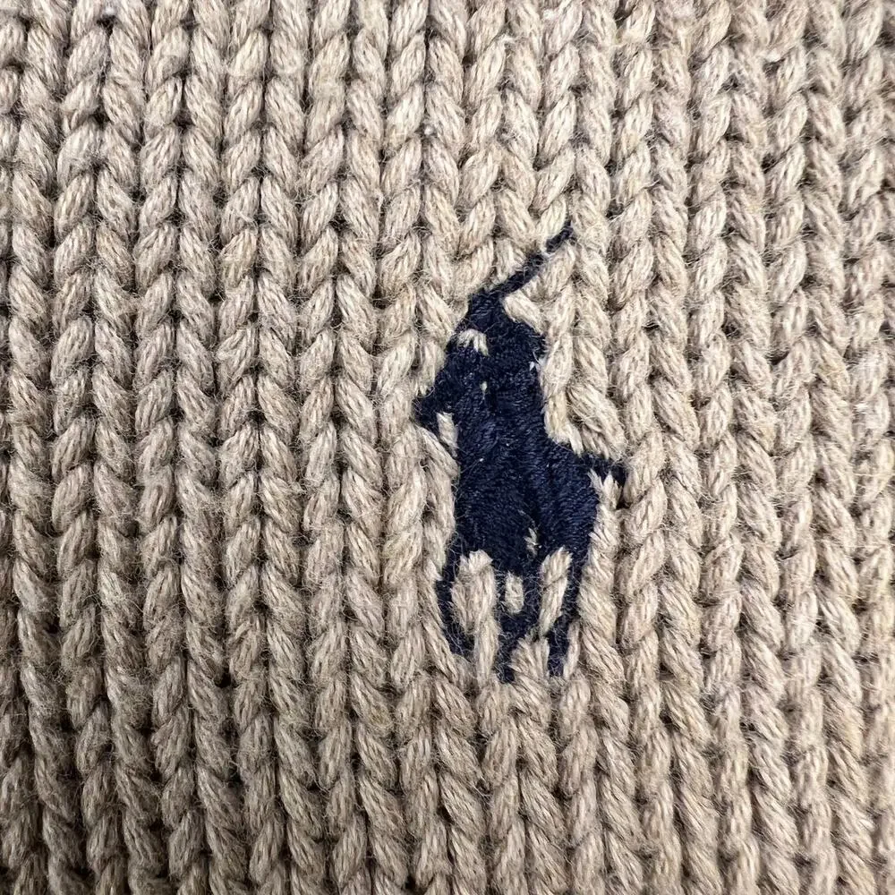 Polo Ralph Lauren 100% Cotton Tan Sweater Vest Navy Logo Size 2X